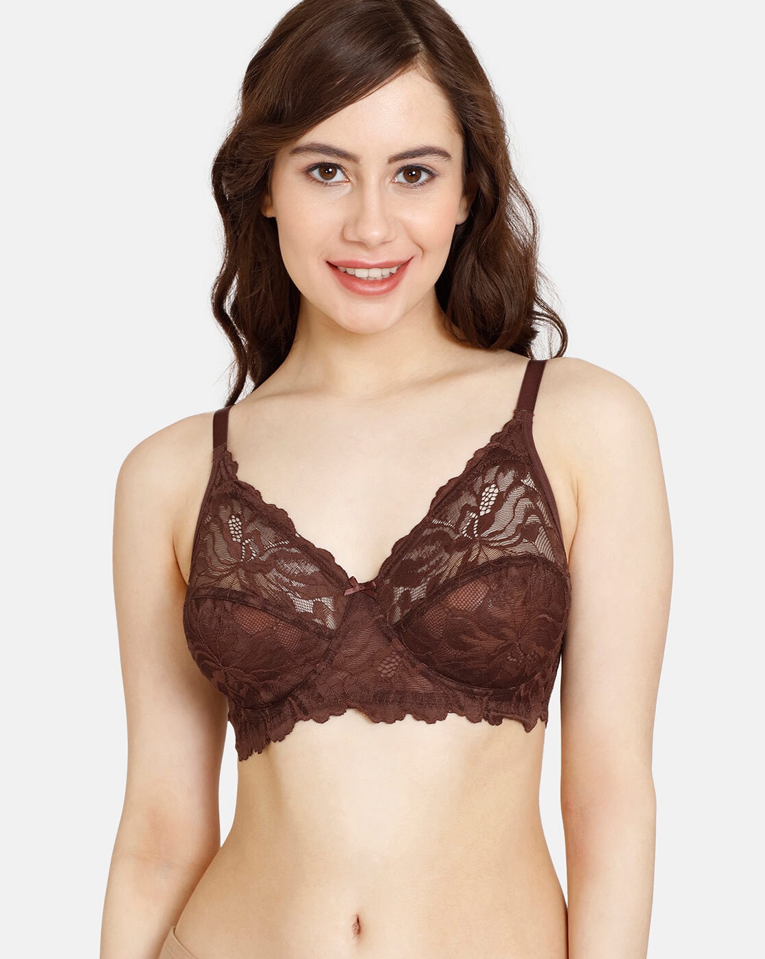 Grove Double Layered Non-Wired Non-Padded 3/4th Coverage Lace Bra