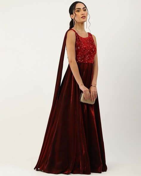Elegant Burgundy Velvet Gown for Baby Girl  Children velvet Dress