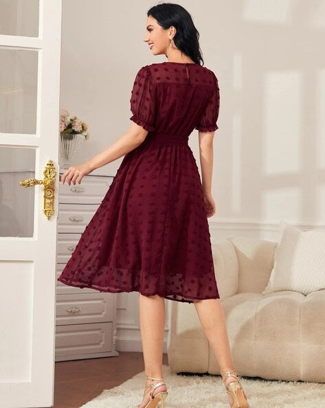 Maroon mid 2024 length dress