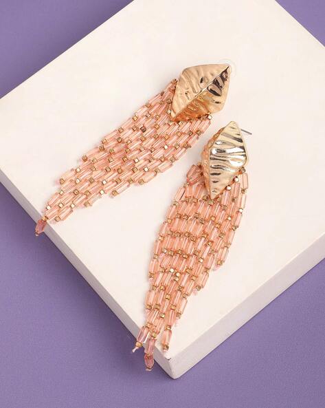 Peach feather Earrings