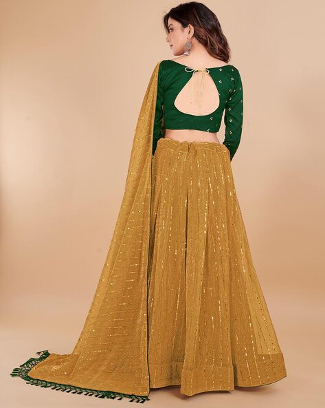 Lehenga | Yellow And Green Designer Lehenga Choli