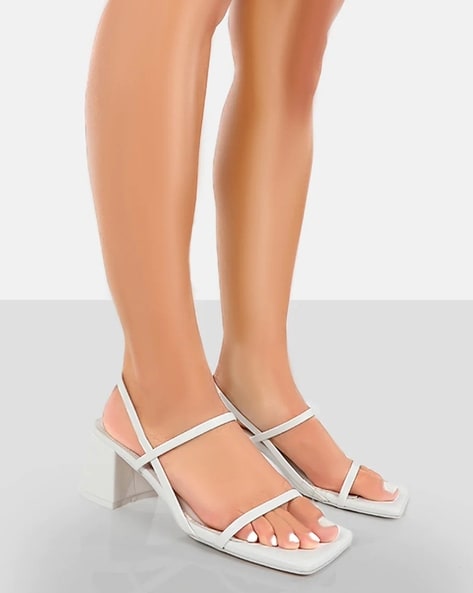 Pearl White Sandal-Strap Heels - Tulleen.com