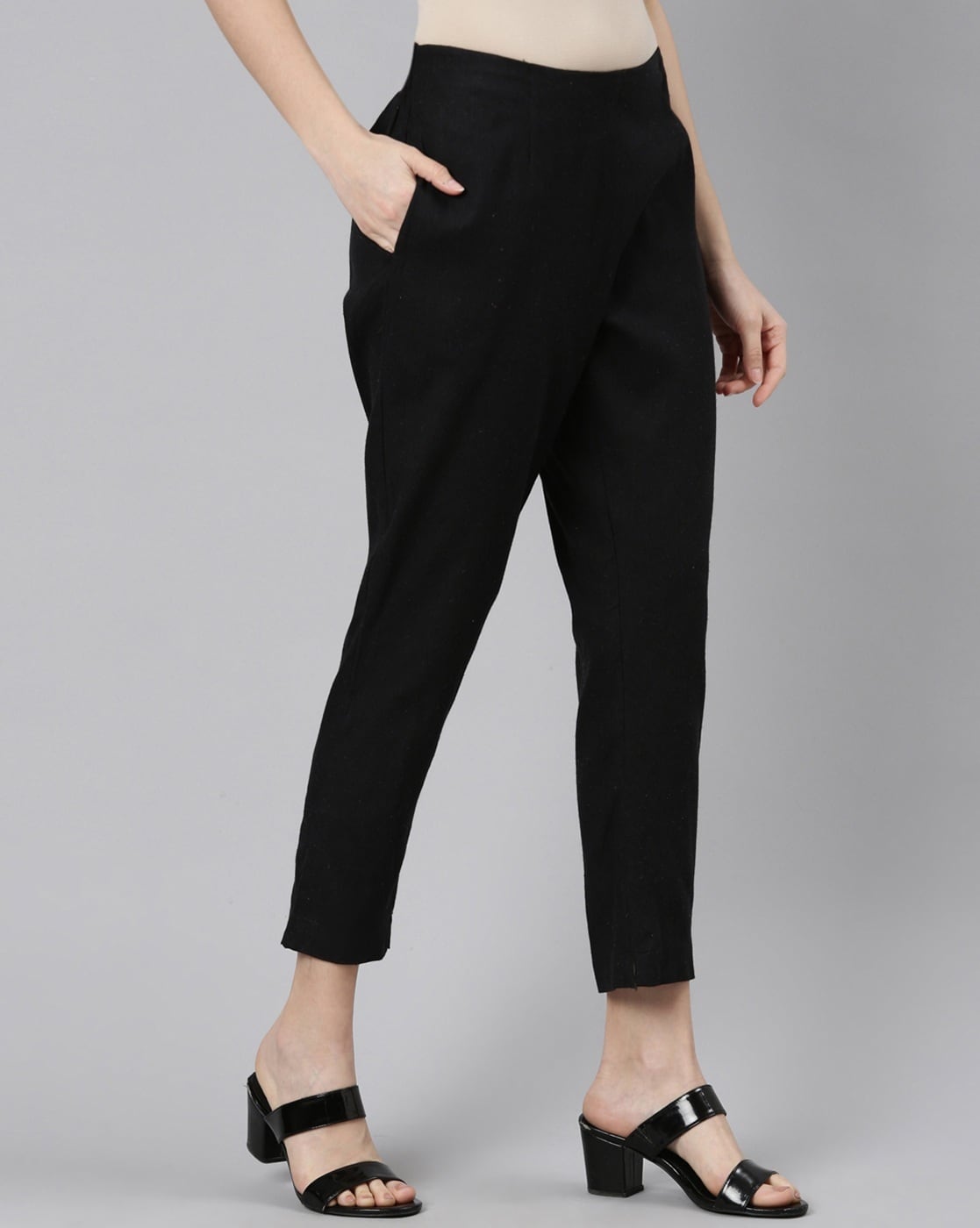 Buy ANARO Women's Straight Fit Cigarette Pants  (Pencil_Pant_black_Black_X-Large) at Amazon.in