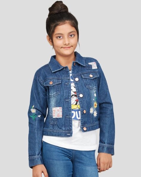 vkreation Full Sleeve Washed Girls Denim Jacket - Buy vkreation Full Sleeve  Washed Girls Denim Jacket Online at Best Prices in India | Flipkart.com