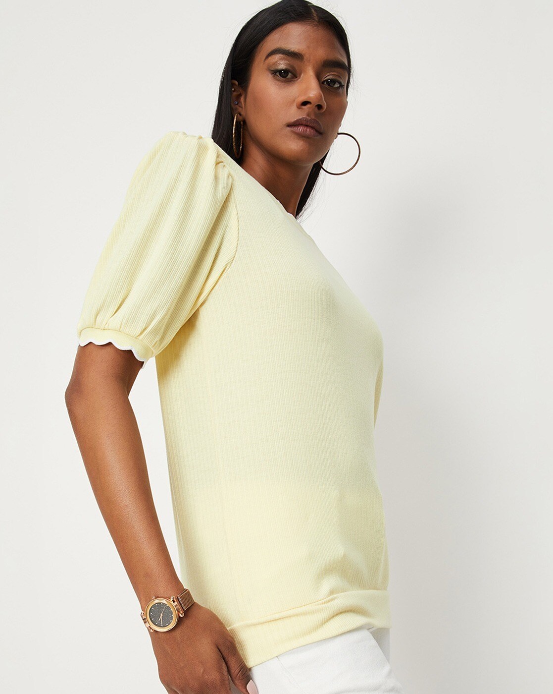 Pale yellow womens store tops