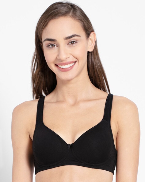 Buy Women's Wirefree Padded Super Combed Cotton Elastane Stretch Full  Coverage T-Shirt Bra with Cross Over Fit and Adjustable Straps -  Candlelight Peach FE40