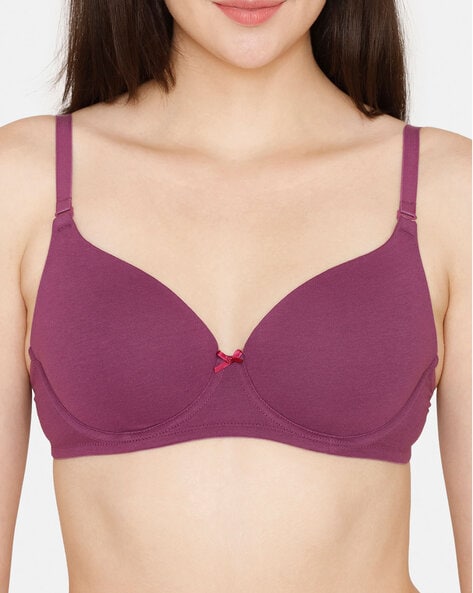 Buy Zivame All That Lace Padded Wired Low Coverage Bra-Red at Rs.895 online