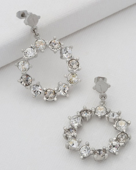 Long hanging earrings with large Swarovski teardrop crystal - Couture Bridal