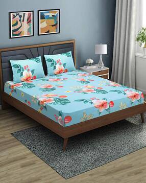 good homes 150 TC Floral Print Double Bedsheet with 2 Pillow Covers-picture-0