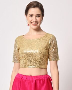 Yubnlvae Sequin Tops for Women, Women's Sparkly Sequin Crop Top