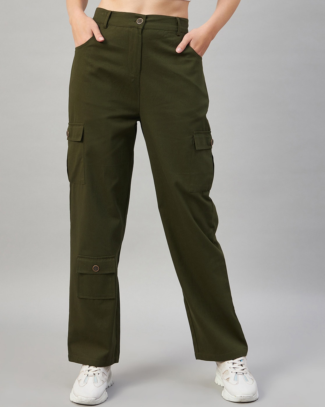 Low-waisted cargo trousers - Khaki green - Ladies | H&M IN
