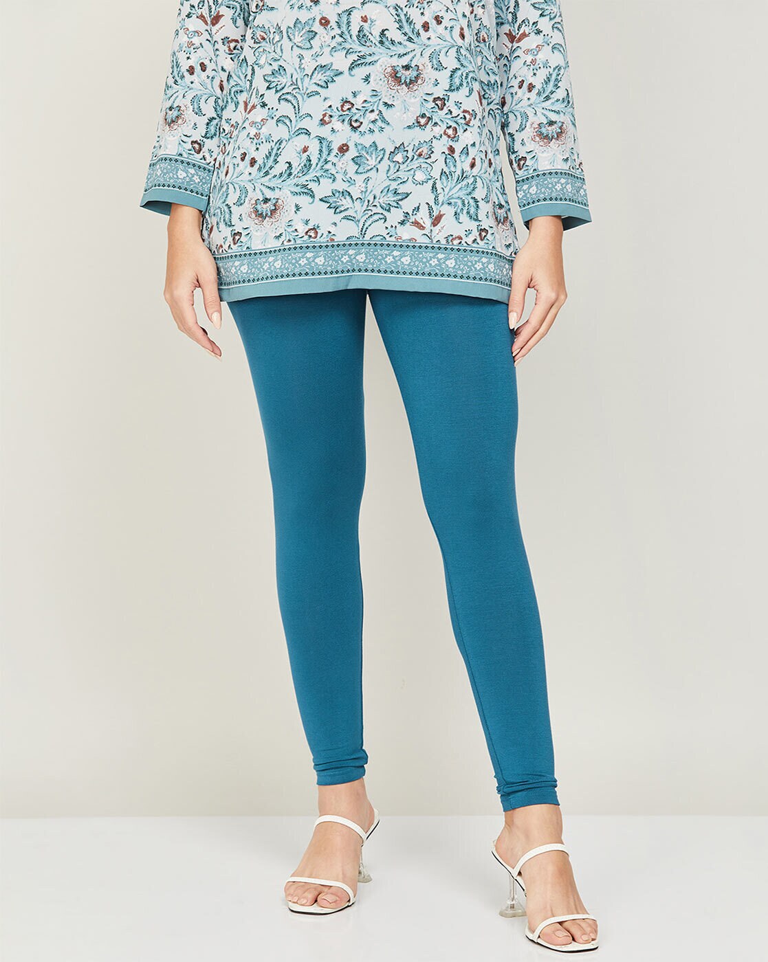 Buy Go Colors Women Solid Color Churidar Legging - Peacock Blue Online -  Lulu Hypermarket India