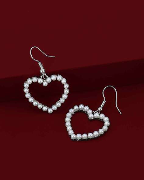 Vintage Faux Pearl Heart Clip-On Earrings → Hotbox Vintage