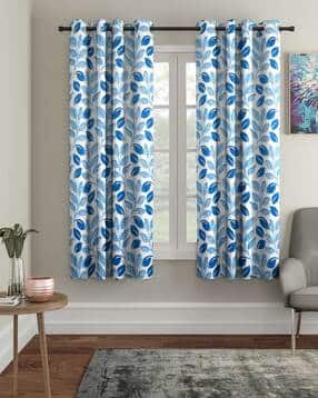 cortina eyelet curtain Set of 2 Leaf Print Window Curtains-picture-27