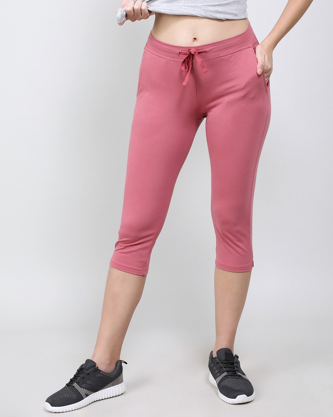 Relaxed Fit Capris with Waist Tie-Up