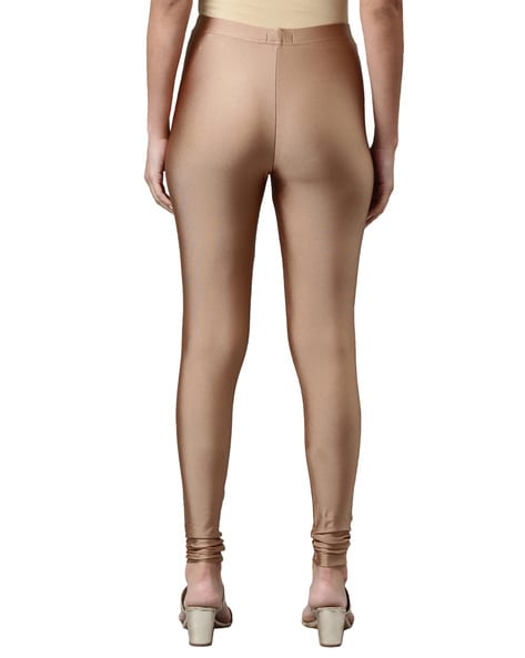 Buy Go Colors Women Gold Nylon Shimmer Churidar Legging online