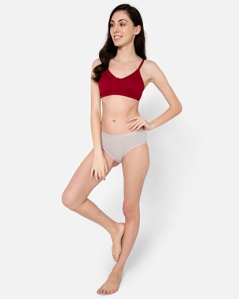 Cotton Non-padded Bra In Maroon, Bras :: 4 Bras For 499 Online