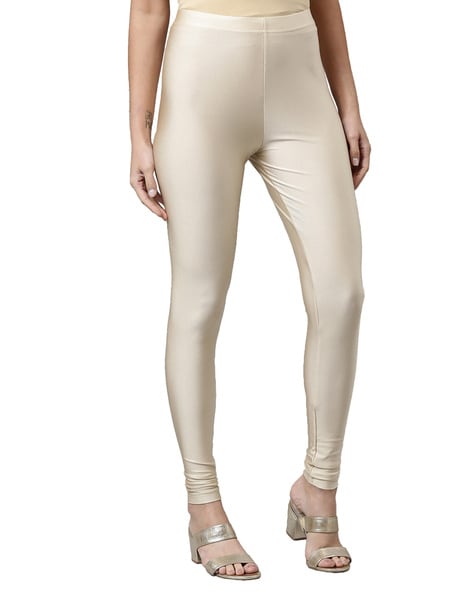 Buy Curves Beauty Women's Shimmer lycra stretchable chudidaar legging (2  Pcs Combo of Silver & Golden Brown_XL Size) at Amazon.in