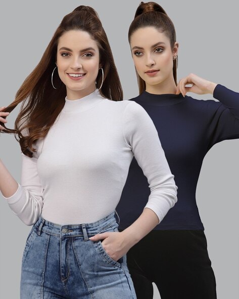 High neck cheap womens tops