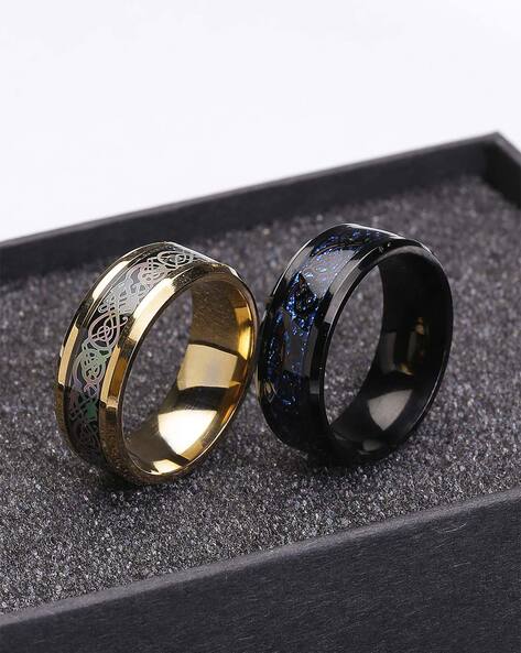 Zig Zag Black Beads Gold Ring | SEHGAL GOLD ORNAMENTS PVT. LTD.