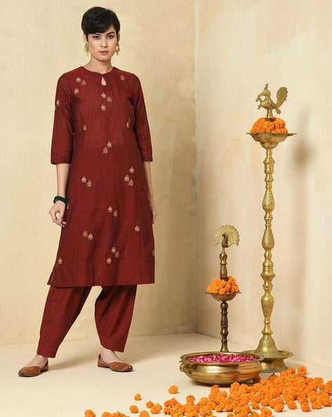 Fabindia Embroidered A-Line Kurta