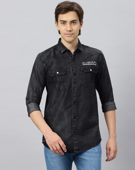 Denim Lounge - Wrangler Heritage Denim Shirt - Washed Black (W5D1ND45N)