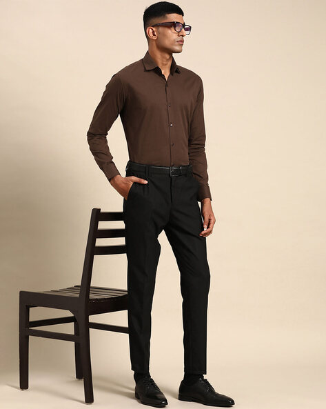 Brown Shirt, Black pants