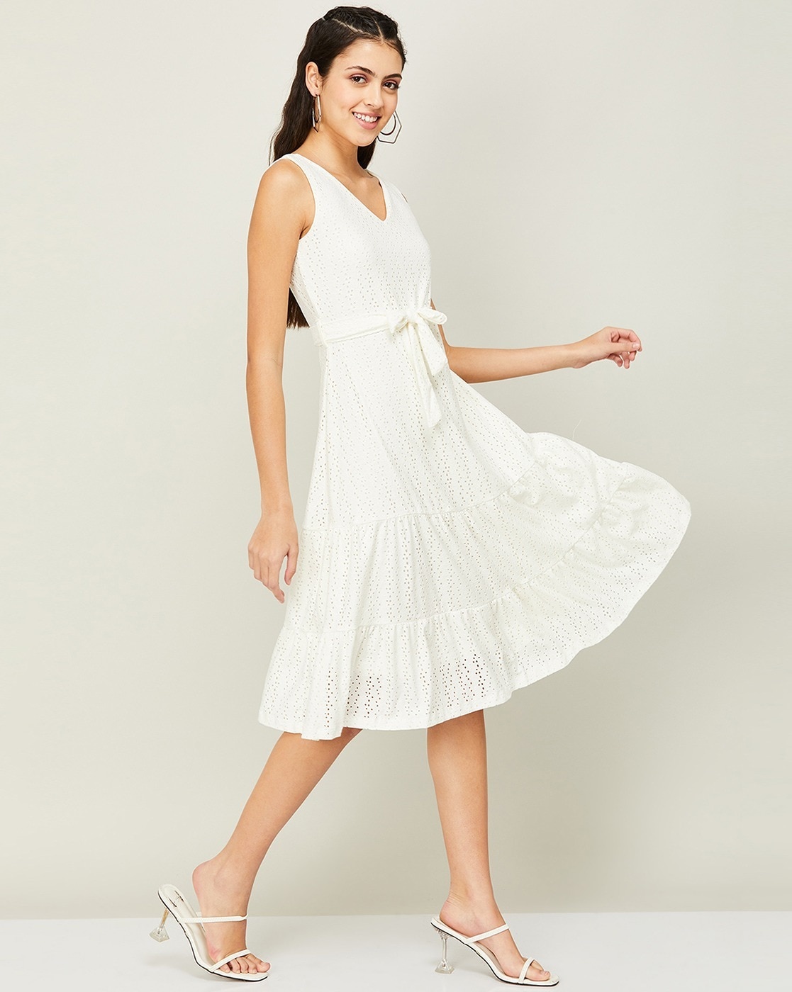Off White Self Design Dress - Selling Fast at Pantaloons.com