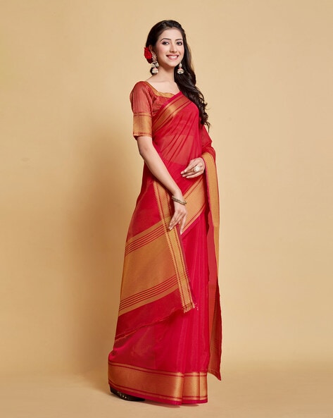 Hot Pink/Rani Pink and Gold Banarasi Silk Saree – ShopBollyWear.Com