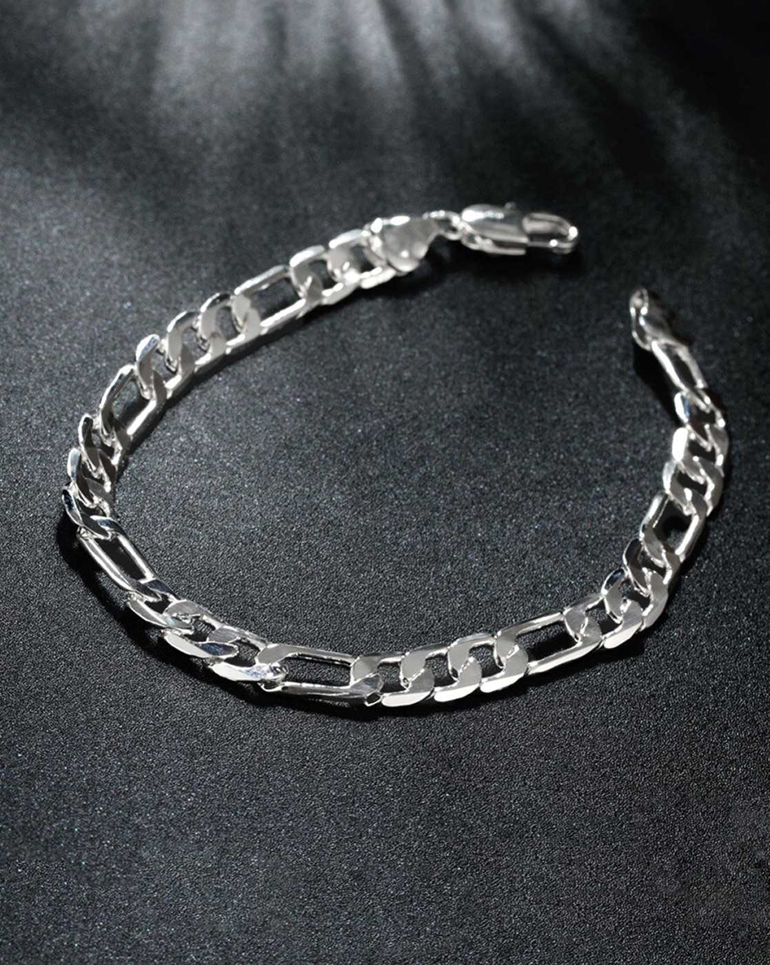 825 Sterling Silver 925 Bracelet Figaro Mens 8” - Pulsera De Hombre En  Plata | eBay