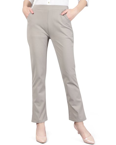 Womens Grey Split Hem Ankle Grazer Trousers- Grey | Grey trousers outfit  women, Cute spring outfits, Work attire summer