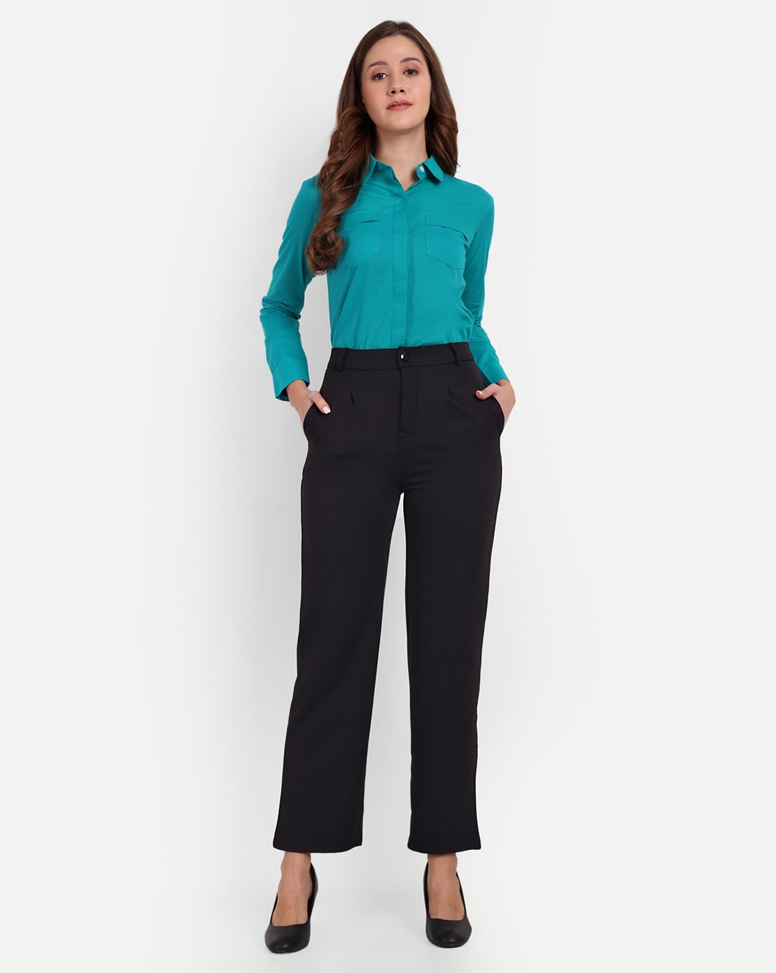 Solid Straight Fit Trousers