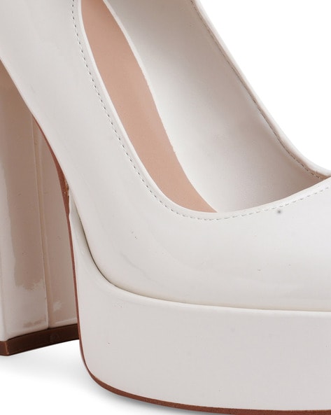 Elle Women White Block Heel Sandals : Amazon.in: Shoes & Handbags
