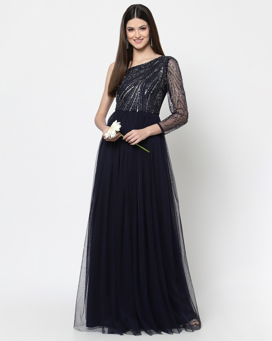 Embellished A-Line Maxi Dress