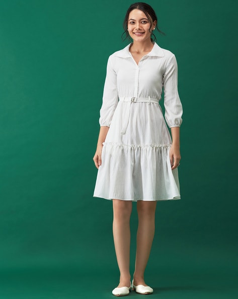 White belt sale dress