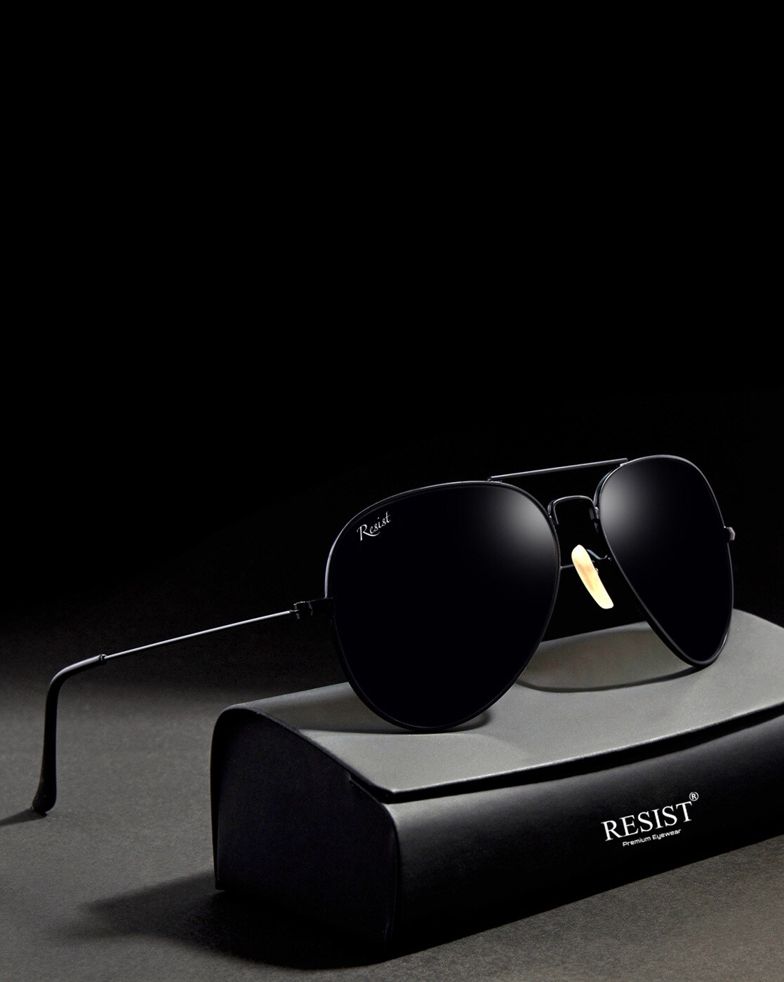 Jet black aviator store sunglasses