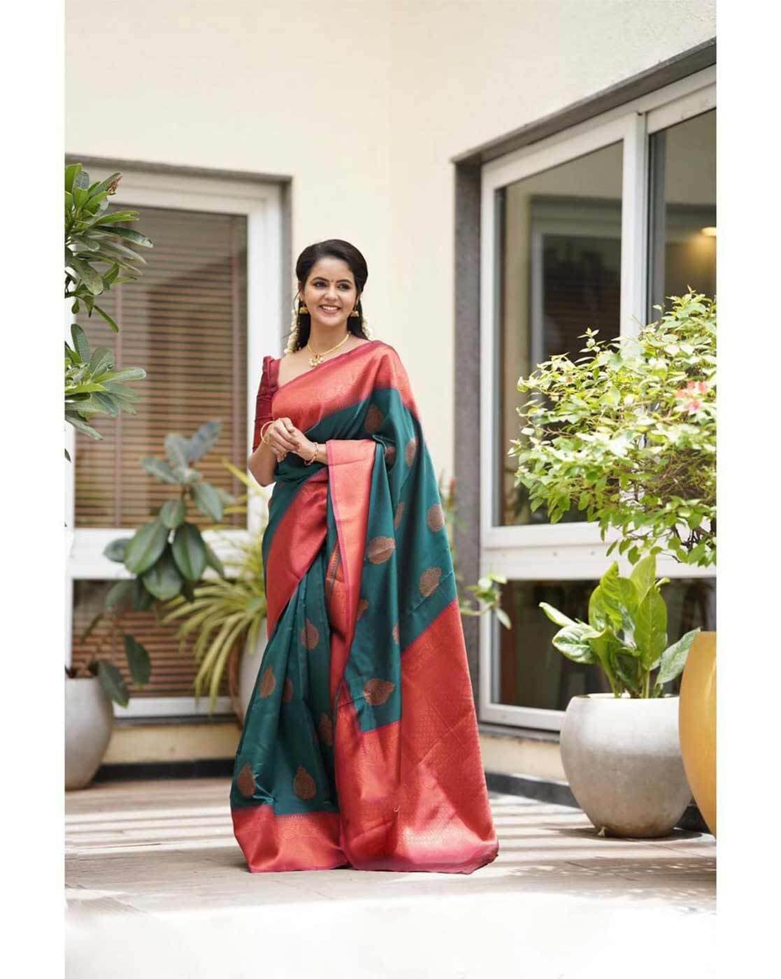 Buy Green Sarees for Women by Marziyaa Online