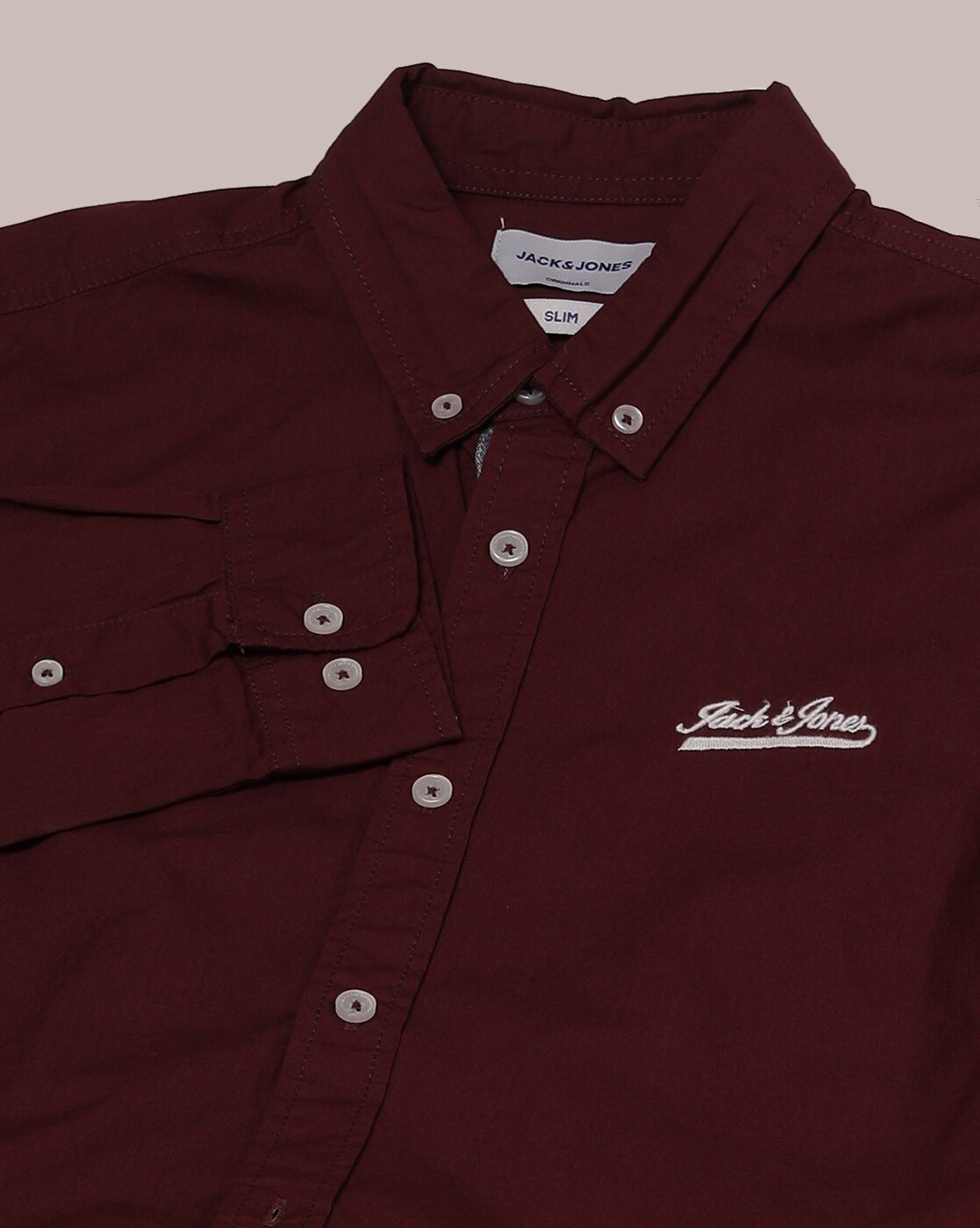 jack and jones burgundy shirt