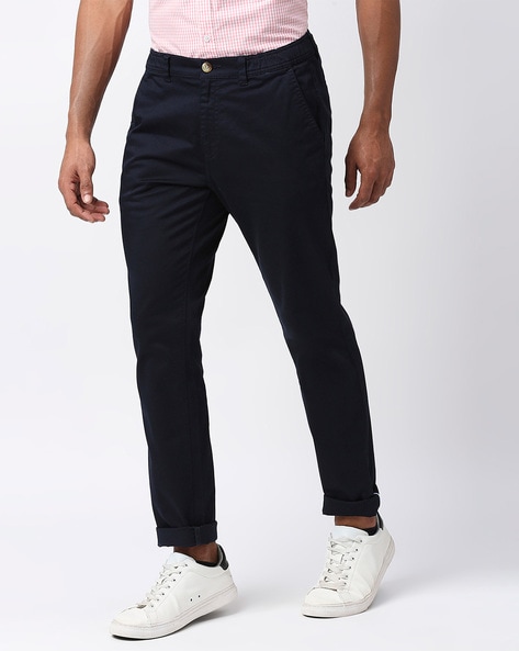 Cream Solid Cotton Spandex Men Slim Fit Chinos - Selling Fast at  Pantaloons.com