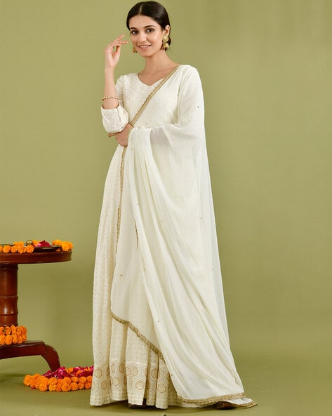 Beautiful White Color Georgette Salwar Suit for Special Occasion with –  Sulbha Fashions