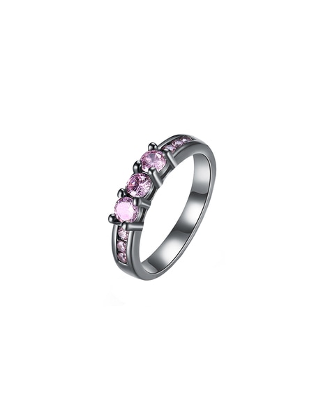 925 Sterling Silver and 10K Yellow Gold Oval Black Sapphire Pink Sapphire  and White Diamond 3 Stone Ring For Women (2.89 Cttw, Gemstone September  Birthstone, Available In Size 5, 6, 7, 8, 9) - Walmart.com