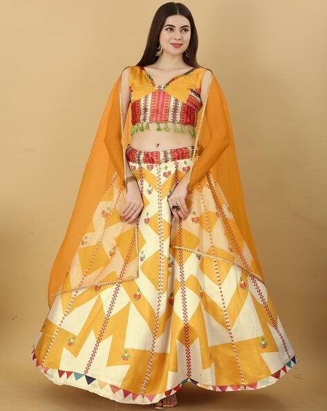 Printed Flared Lehenga Choli Set