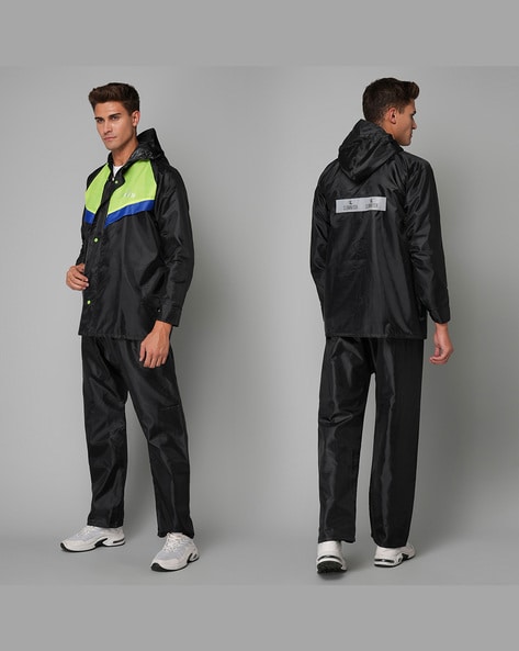 Rain Coat for Men Waterproof for Bike Raincoat for Men with Hood. Set of  Top and Bottom.