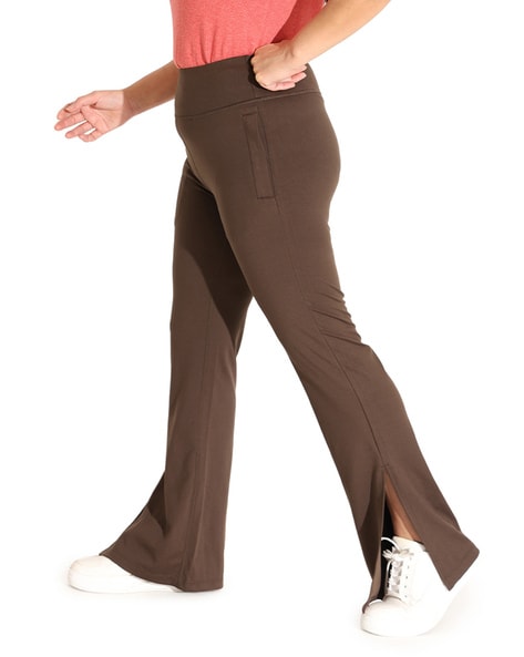 Smarty Pants women's cotton lycra bell bottom wine color formal trouser