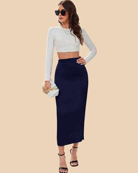 Polyester navy outlet blue pencil skirt