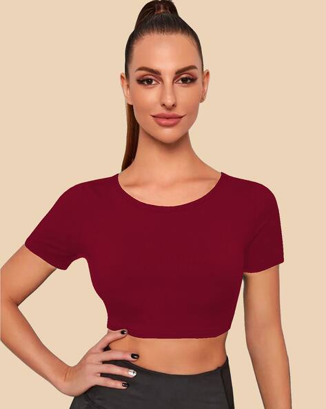 DREAM BEAUTY FASHION Round-Neck Crop Top