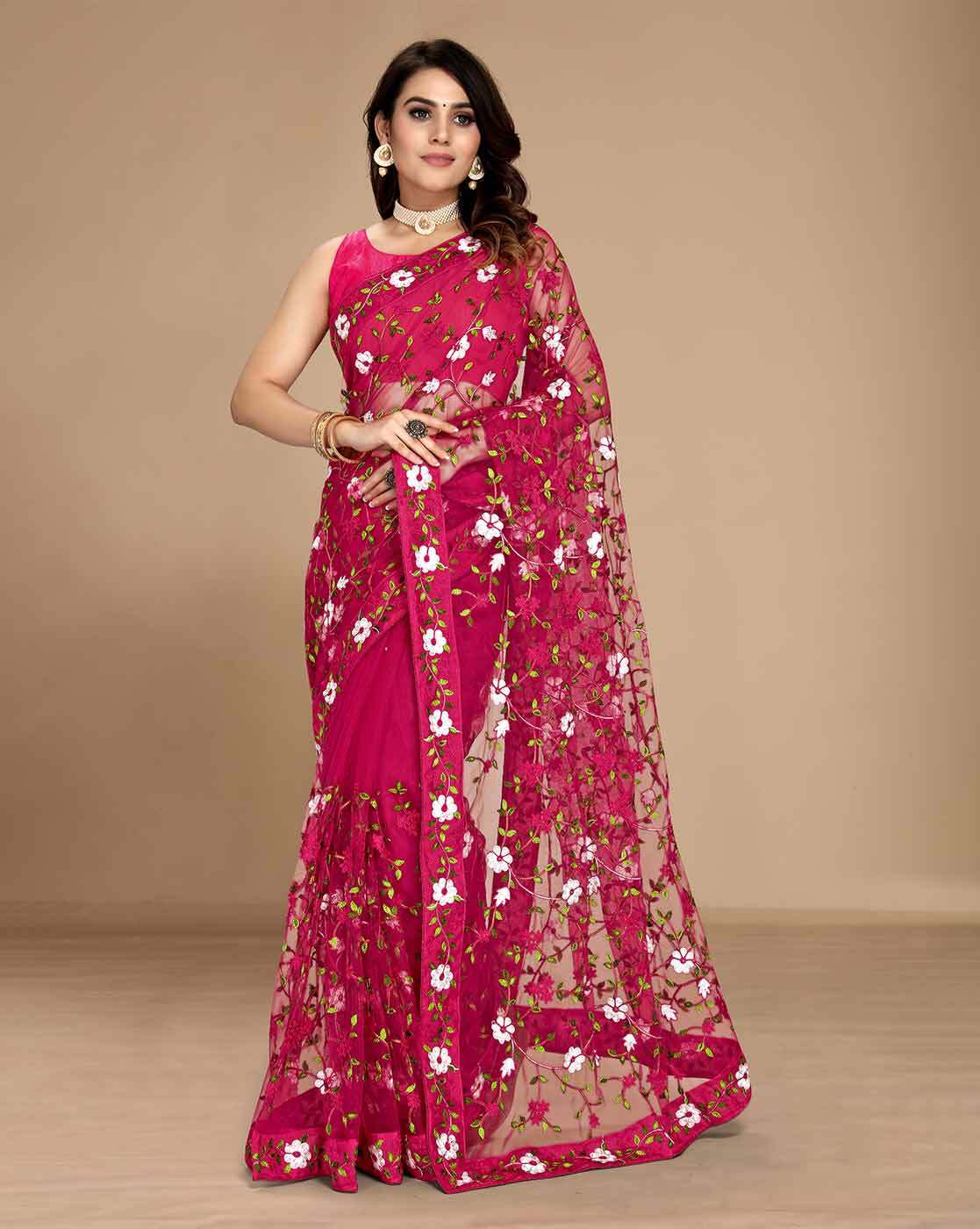 Buy Pink Sarees for Women by VIVERA Online Ajio