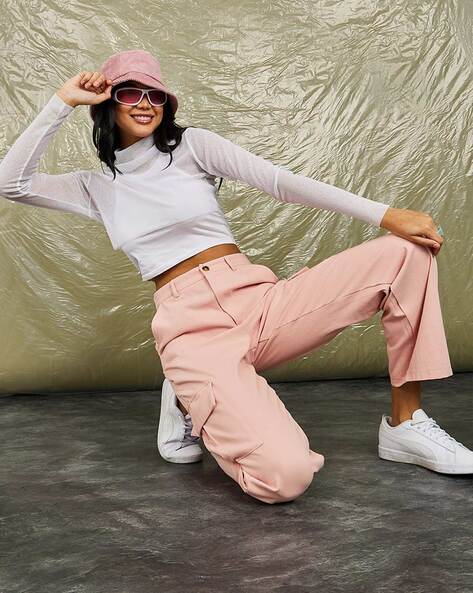 Shop Nuon Pink Cargo Style Trousers Online  Westside