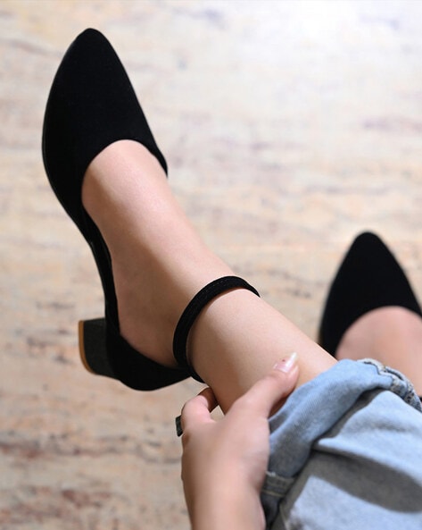 Black suede pumps outlet with ankle strap