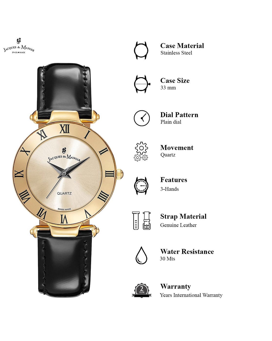 Buy JACQUES DU MANOIR Viola Swiss Made Analog Silver MOP Round Dial Women's  Watch - JWL01002 Online at Best Prices in India - JioMart.